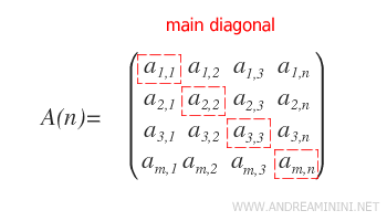 Main diagonal of a square matrix - Andrea Minini