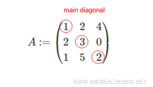 Main diagonal of a square matrix - Andrea Minini